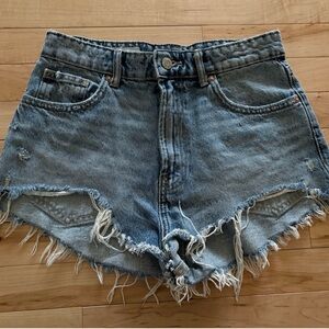 Denim Frayed Hem Women's Shorts